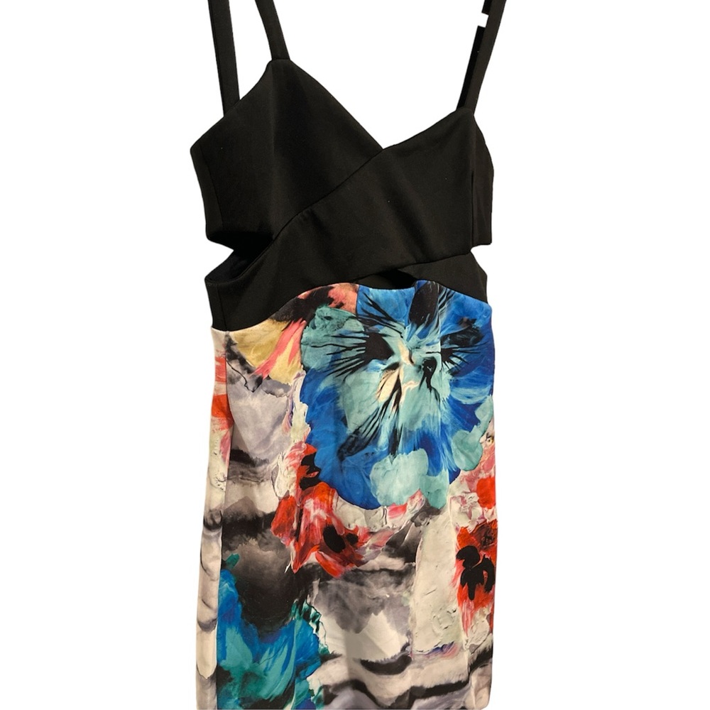 ZARA Trafaluc Cutout Floral Watercolour Mini Dress
